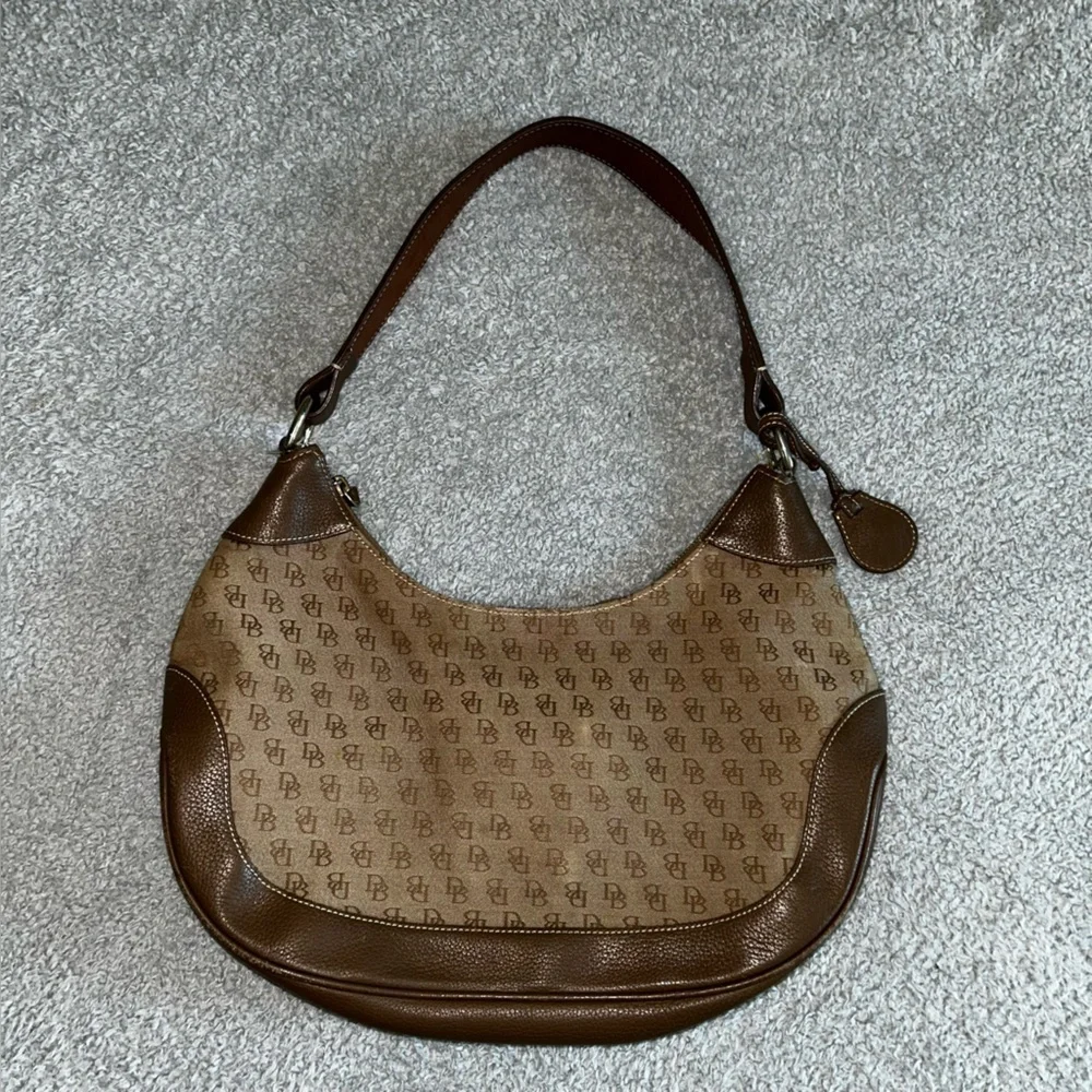 Dooney & Bourke Signature Tan and Brown Hobo Bag